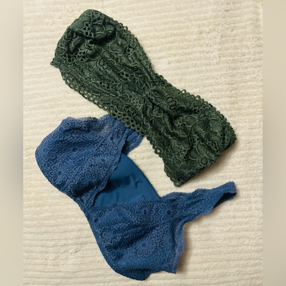 aerie Other - 2 aerie Barlettes 1 Purple LG 1 Strapless Green XLG